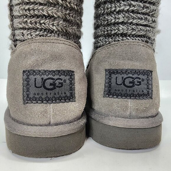 UGG Australia Boots Womens 5 Classic Cardy Tall Winter Boots 5819 Grey Fabric - Picture 10 of 13